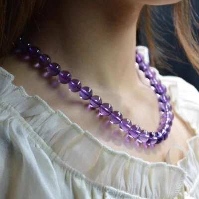 Colares de contas redondas de quartzo roxo ametista natural Uruguai - Imagem 1 de 3