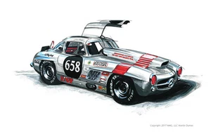 Car art, wall art, mancave decor, mercedes, gullwing, racecar, racing Artwork - Picture 1 of 1
