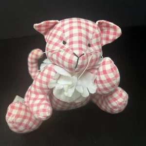 Peluche Bath & Body Works rosa blanco guinga gato 5" algodón articulado animal de peluche - Imagen 1 de 14