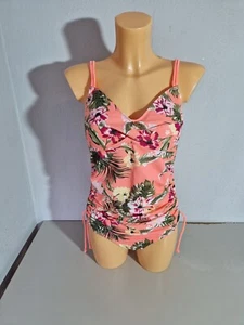 Damen  Badeanzug  Einteiler  Gr. M / L  apricot  Blüten  WIE NEU - Picture 1 of 4