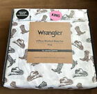 Wrangler 6 Pc Washed Sheet Set King Cowboy Hats Boots New Western Themed