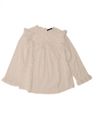 ZARA Womens Long Sleeve Blouse Top UK 16 Large White Floral Cotton AG08 - Image 1 of 3