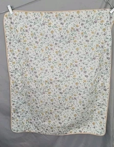 Vntg Laura Ashley Pillow Sham 25x21 yellow/purple floral on ivory with tan trim - Picture 1 of 7