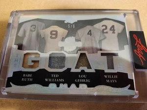 2025 Leaf Spectacular Babe Ruth/Gehrig/Williams/Mays Goat Quad Jersey Bat 5/6 - Picture 1 of 1