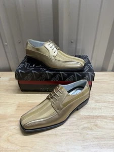 NEW Men's Viotti Gold Striped Lace-Up Oxford Shoes Size 10.5 Style 179-035 - Picture 1 of 11