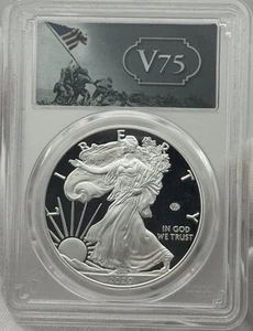 2020 W $1 Silver Eagle End of WWII V75 Privy PCGS PR69 DCAM First Strike - Picture 1 of 3