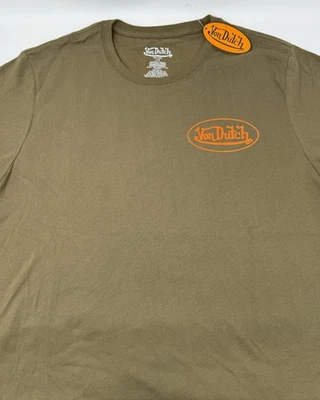 Camiseta mediana Von Dutch para hombre nueva con etiquetas logotipo grande en la espalda verde militar Foto 1 de 3