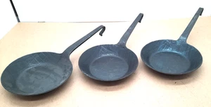 3x Massive Bratpfanne Metall Schmiedeeisen Eisen Pfanne ( Ø ca. 17,5 cm ) - Bild 1 von 4