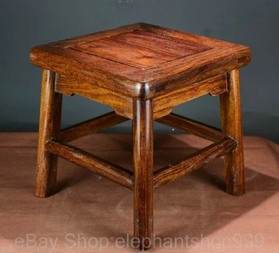 11.2" Old Chinese Huali Wood Carving Dynasty Palace Chair Stool Statue - Photo 1/4