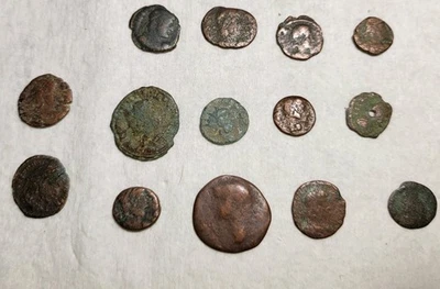 Ancient Roman Lot Of 14 Bronze Coins - Image 1 of 4