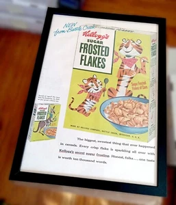 Framed 1950s Magazine Ad / Kellogg's Sugar Frosted Flakes / 10.75" x 14.75" - Picture 1 of 2