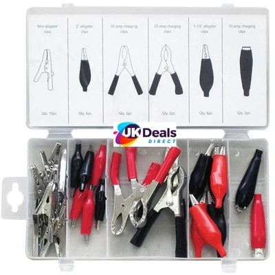 28pc Crocodile/Alligator/Electrical Clip Set Cable Clamps Testing Insulated+case