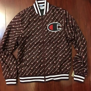 NEW CHAMPION JACKET DIAGONAL ALLOVER LOGO SATIN MAROON V1941P MEN SIZE SMALL - Bild 1 von 5
