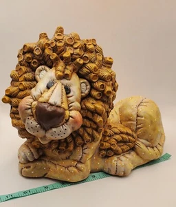 Lion Ceramic Figure Rosy Cheeks Curly Mane 1985 Looks Like Cute Stuffy 10" Decor - Picture 1 of 17