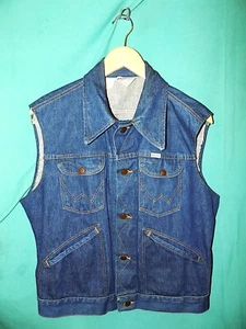Exc! Vtg 70s WRANGLER NO FAULT SANFOR-SET DENIM VEST, 42"Ch, 38"W, Sz M - Bild 1 von 13