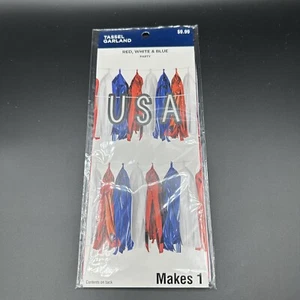 4th Of July Garland Tassel Red White Blue Patriotic Tinsel Party Decor USA - Picture 1 of 5