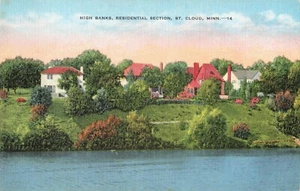 St. Cloud MN Minnesota, sección residencial High Banks, postal vintage - Imagen 1 de 2