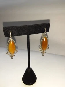 earrings, lightly worn, Vintage amber Earrings, silver - Picture 1 of 2
