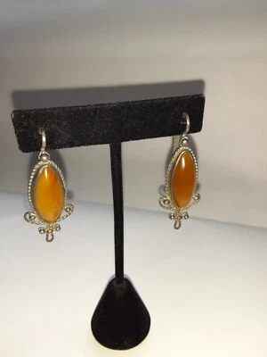 earrings, lightly worn, Vintage amber Earrings, silver - Image 1 of 2