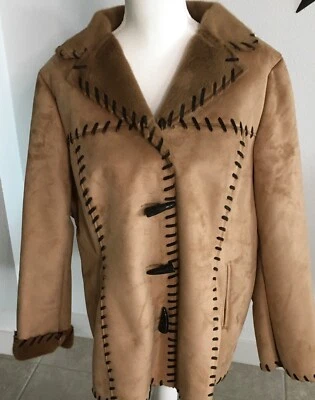 Ameri Mode Woman's Extra Large Tan Suede With Fur Lining Jacket NWOT - Image 1 of 4
