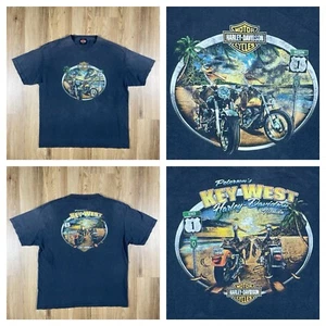 VTG Harley Davidson Men’s T-Shirt Key West Florida Black Double Sided Pelican - Picture 1 of 11