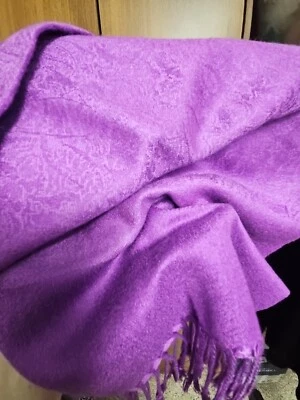 NUEVO Pashmina Bufanda Mantón Envoltura Cachemira Damasco Púrpura Sólido Seda Cachemira Suave Foto 1 de 4