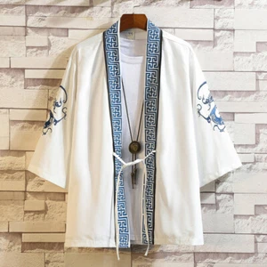 Men Embroidery Linen Kimono Jacket Cardigan Coat Outwear Ethnic Cloak new - Picture 1 of 18