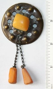 Vintage Amber Genuine Baltic Butterscotch Egg Yolk Brooch 12.2g 波羅的海琥珀 - Picture 1 of 4