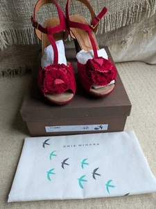 Chie Mihara Tosmo Suede Red Heels Sandals Size 40 UK 7 - Picture 1 of 10