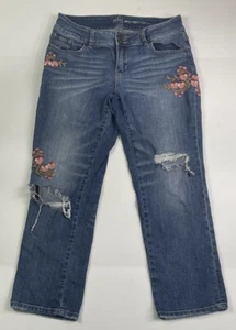 Women's Soho Curvy Cropped Boyfriend Floral Distressed Jeans Sz. 6 R10-24 - Picture 1 of 7