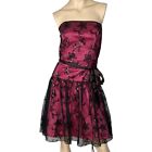 Josh & Jazz Cocktail Party Dress Strapless Sequin Pink Black Tulle Size 11 12