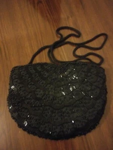 Women's Exclusively For You Lord & Taylor Black Crossbody Beaded Purse Handbag - Picture 1 of 6