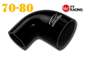 Manguera de unión de codo reductora de silicona de 90 grados de 4 capas 70 mm-80 mm 2,75"" - 3,15"" negra + - Imagen 1 de 6