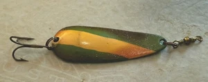 Blue Fox Pixee Brass Aqua Spoon Lure Green Yellow. Circa 1980. Vintage. Rarest. - Picture 1 of 3