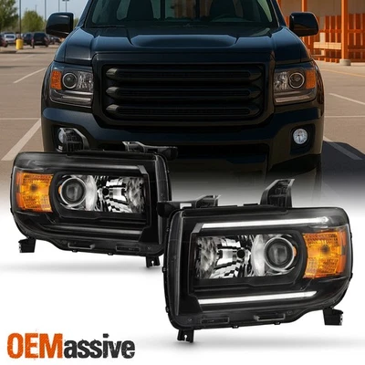 Par de faros negros conductor + pasajero para GMC Canyon 2015-2022 [tipo halógeno] Foto 1 de 4