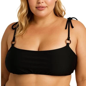 Top de bikini J Crew para mujer negro con anillo de corbata al hombro talla 2X nuevo con etiquetas - Imagen 1 de 10