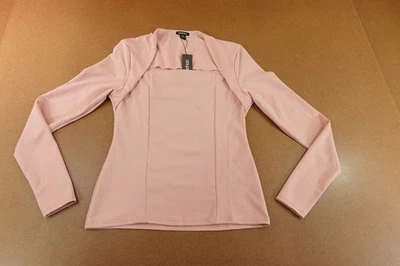 Boohoo Womens Size 10 Pink Stretch Crepe Fitted Long Sleeve Seam Detail Top NWT - Image 1 of 4