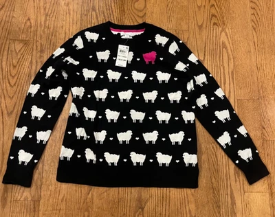 Nuevo con etiquetas Suéter Charter Club Petite M Oveja Cuello Redondo Negro Rosa Blanco Princesa Diana Foto 1 de 4