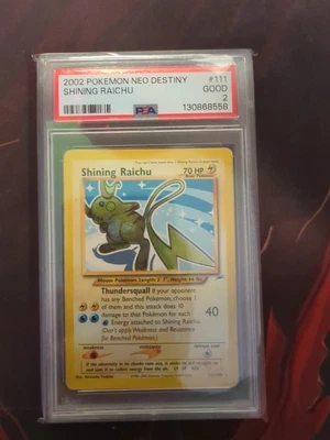 Pokemon Shining Raichu Neo Destiny Unlimited Secret Rare Holo #111 PSA 2 - Image 1 of 2