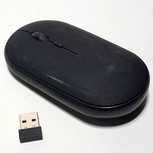 Black Ultra Slim Scroll Wheel On/Off Button Wireless Mouse with Nano Receiver - Picture 1 of 7