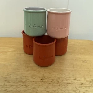 La Fermiere 5 Orange Rosa Grün Terrakotta Joghurt Töpfe Mikrowelle Gefrierschrank Backofen - Bild 1 von 5