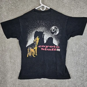 Vintage 90s Marlboro Promo Coyote Bluff Wolf Black T-Shirt Single Stitch XL - Picture 1 of 13