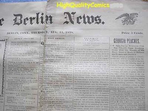 BERLIN NEWS, vintage newspaper, CT, August 11th,1898, 3 cts - Picture 1 of 1
