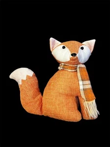 Creative Designs Orange /White Fox w/ plaid scarf Stuffed Animal Weighted Bottom - Picture 1 of 9