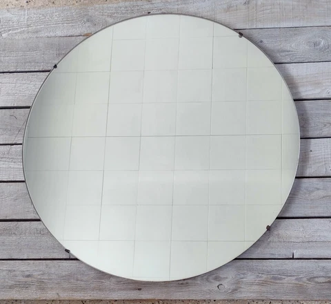 XLNT Vintage Mid Century 26" Round Bathroom Vanity Frameless Wall Mirror Cover