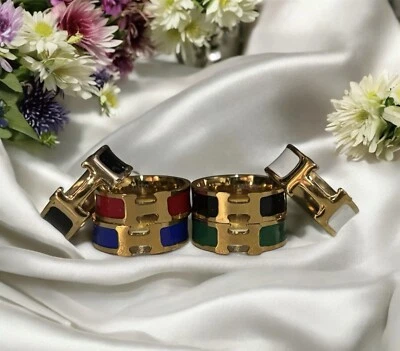 Gold 18K Plated Stainless Steel H Logo Ring - Image 1 of 4