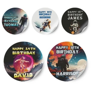 Pegatinas personalizadas con diseño de espacio de cualquier nombre etiquetas de decoración de fiestas 3 - Imagen 1 de 11
