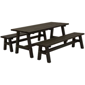 Sitzgarnitur Gartentisch Country Plankengarnitur 1 Tisch 2 Bänke schwarz - Bild 1 von 5