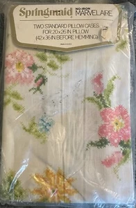Springmaid Marvelaire Spring Sampler 2 Kissenbezüge Neu aus altem Lagerbestand 20 x 26 Zoll bügelfrei Retro - Bild 1 von 5