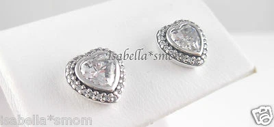 Luccicante Love Originale PANDORA Argento Cuori Orecchino 290568CZ Nuovo W Tasca - Immagine 1 di 4